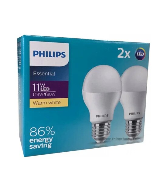 PHILIPS LIGHTING ESS LED Bulb 11W Warm White Pack 2 White Оригинал
