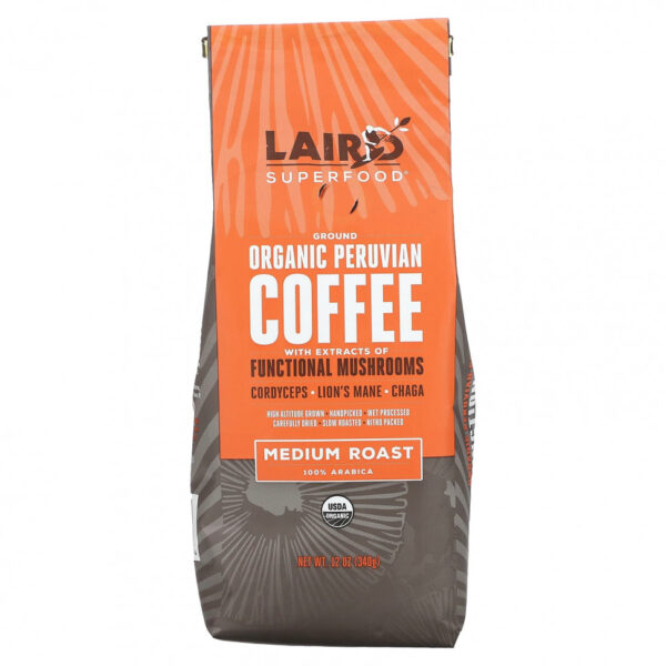 Laird Superfood, Органический перуанский кофе, молотый, средней обжарки, 340 г (12 унций)