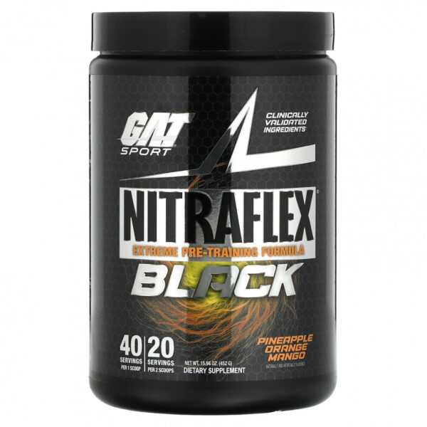 GAT, NITRAFLEX Black, ананас, апельсин и манго, 452 г (15,94 унции)