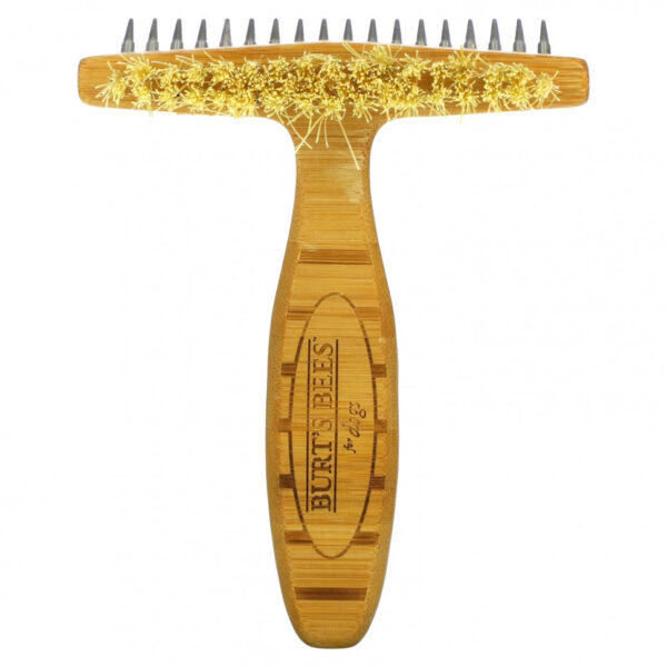 Burt's Bees, Двусторонняя щетка для собак с граблями и конопляной щетиной, 1 шт.