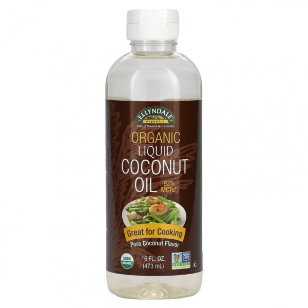 NOW Foods, Ellyndale Organics, органическое жидкое кокосовое масло, чистый кокос, 473 мл (16 жидк. Унций)