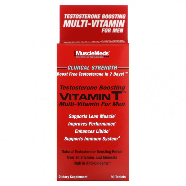 MuscleMeds, Vitamin T, мультивитамины для повышения уровня тестостерона для мужчин, 90 таблеток