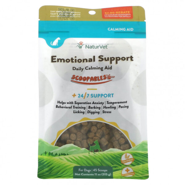 NaturVet, Scoopables Emotional Support, ежедневное успокаивающее средство для собак, бекон, 45 мерных ложек, 315 г (11 унций)