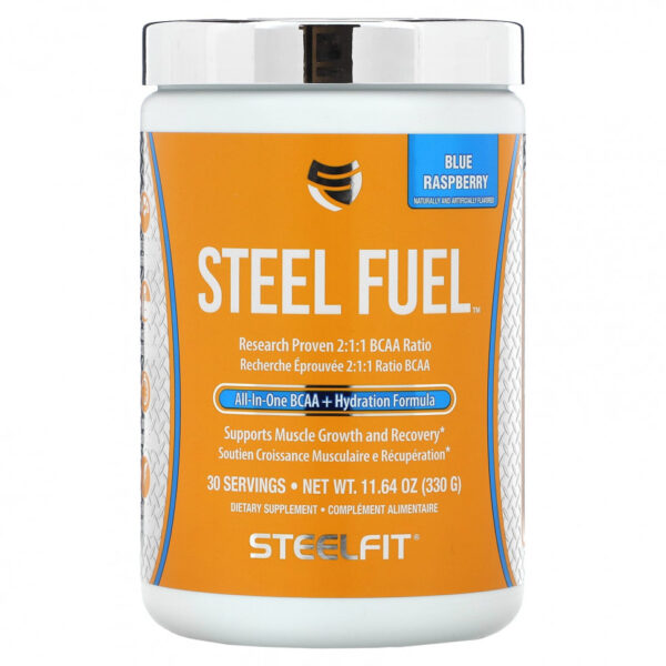 SteelFit, Steel Fuel, универсальное средство с разветвленной цепью (BCAA + Hydration Formula), голубая малина, 330 г (11,64 унции)