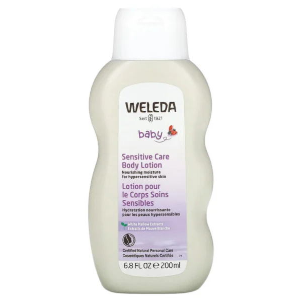 Weleda, детский лосьон для чувствительной кожи тела, экстракт белой мальвы, 200 мл (6,8 жидк. унции)