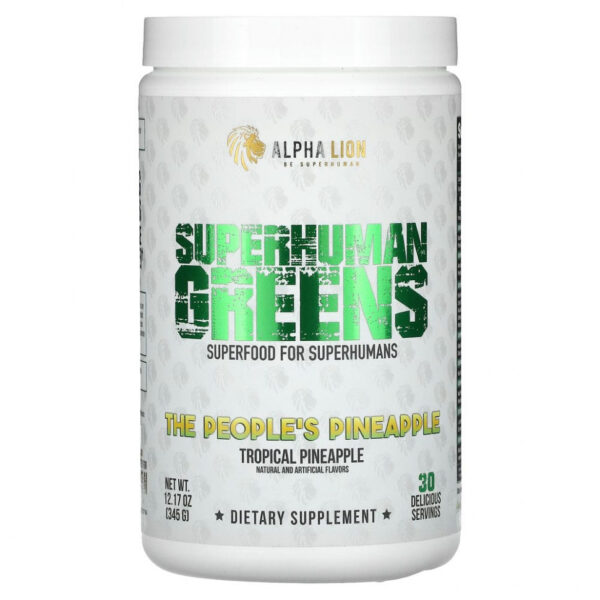 ALPHA LION, SuperHuman Greens, The People's Pineapple, тропический ананас, 345 г (12,17 унции)