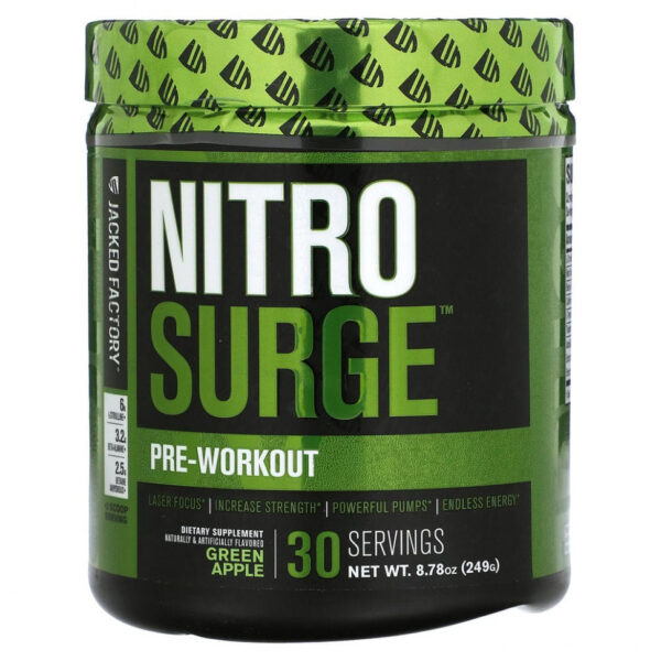 Jacked Factory, Nitro Surge, перед тренировкой, зеленое яблоко, 249 г (8,78 унции)