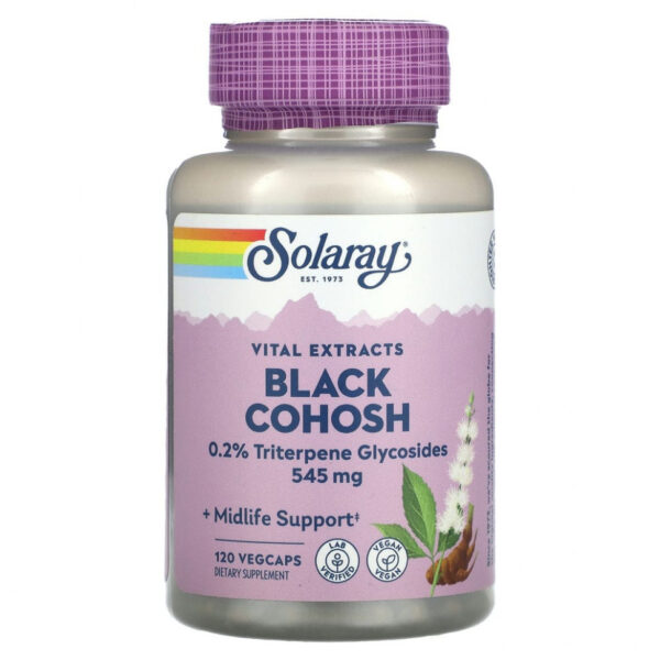 Solaray, Vital Extracts, черный кохош, 545 мг, 120 растительных капсул