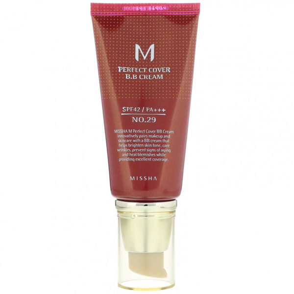 Missha, M Perfect Cover, BB-крем, SPF 42 PA+++, оттенок 29 натуральный бежевый, 50 мл (1,7 унции)