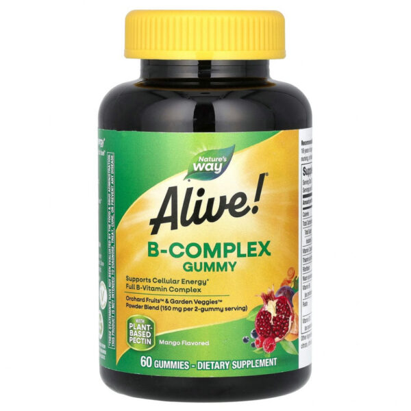 Nature's Way, Alive! комплекс витаминов группы B, со вкусом манго, 60 жевательных конфет