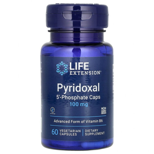 Life Extension, пиридоксаль 5'-фосфат в капсулах, 100 мг, 60 вегетарианских капсул