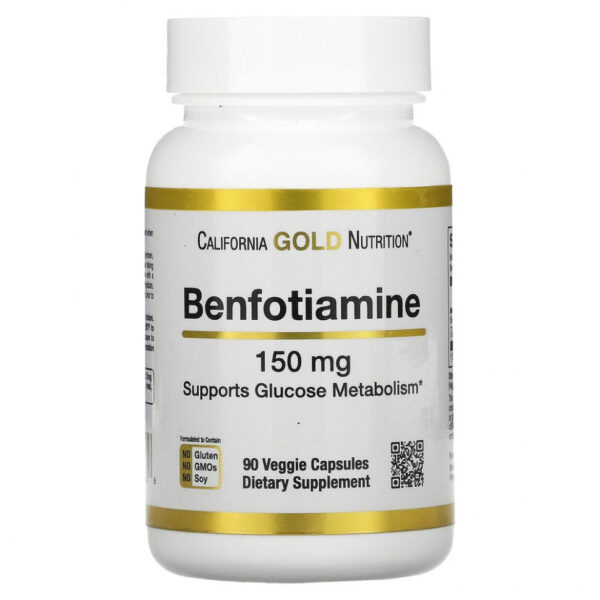 California Gold Nutrition, бенфотиамин, 150 мг, 90 растительных капсул