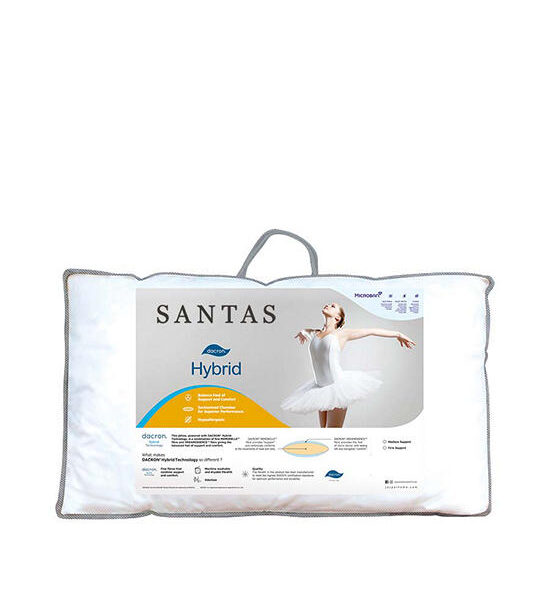 SANTAS หมอนหนุน รุ่น HYBRID Medium Support ขนาด 19X29 นิ้ว สีขาว Оригинал