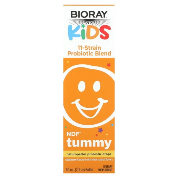 Bioray, Kids, NDF Tummy, смесь из 11 штаммов пробиотиков, со вкусом малины, 60 мл (2 жидк. унции)