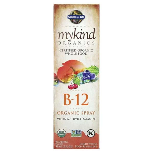 Garden of Life, MyKind Organics, органический спрей с витамином B12, со вкусом малины, 58 мл (2 жидк. унции)