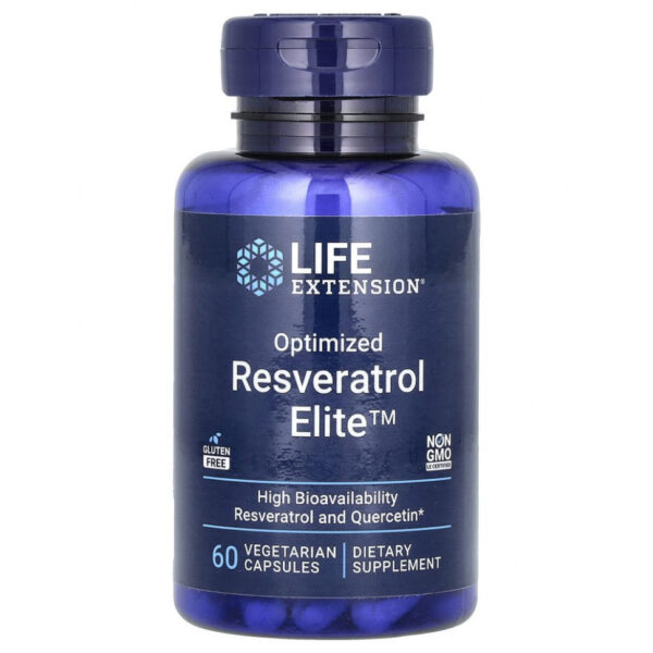Life Extension, оптимизированный ресвератрол, 60 вегетарианских капсул