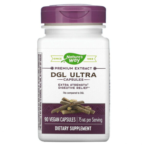 Nature's Way, DGL Ultra, глицирризинат солодки, 75 мг, 90 веганских капсул