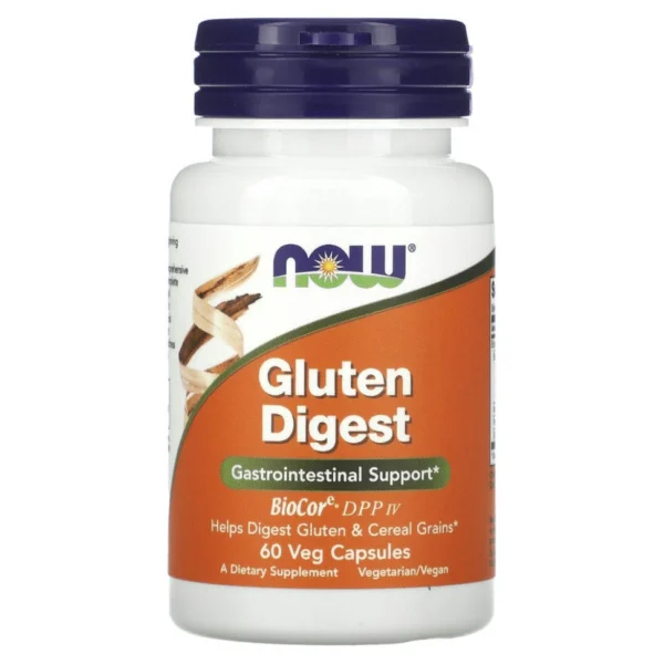 NOW Foods, Gluten Digest, добавка для переваривания глютена, 60 растительных капсул