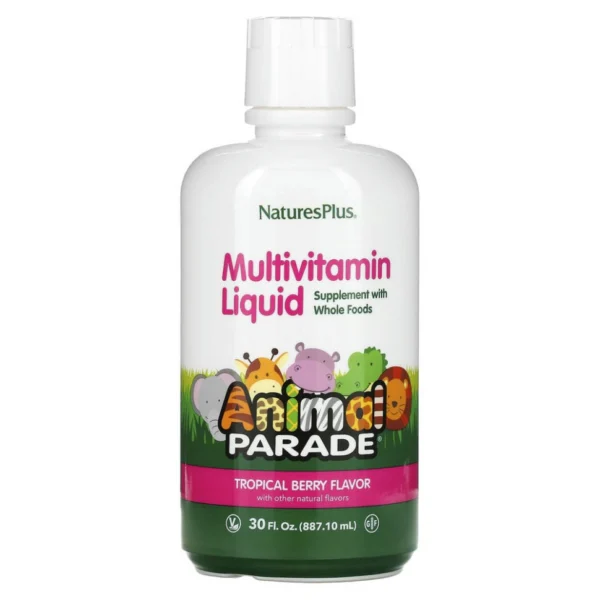 NaturesPlus, Source of Life, детский жидкий мультивитамин Animal Parade с натуральным вкусом тропических ягод, 887,10 мл (30 жидких унций)