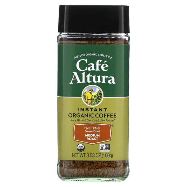 Cafe Altura, растворимый органический кофе, средней обжарки, сублимированный, 100 г (3,53 унции)