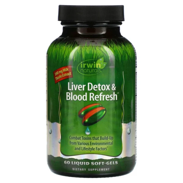 Irwin Naturals, Liver Detox & Blood Refresh, добавка для очистки печени и крови, 60 капсул с жидкостью
