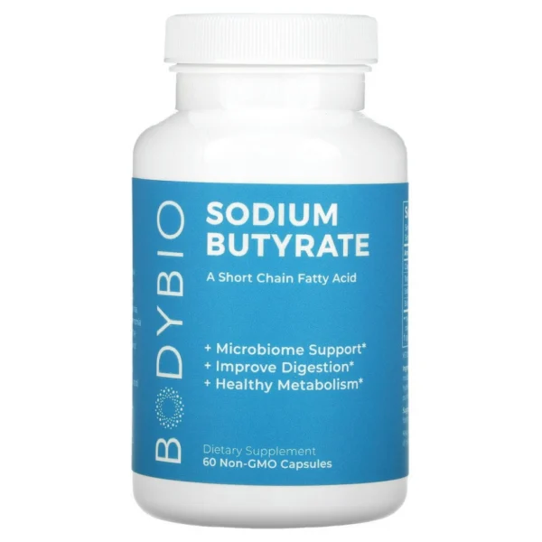 BodyBio, бутират натрия, 60 капсул без ГМО