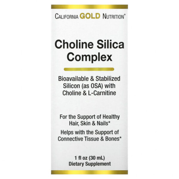 California Gold Nutrition, Холиновый и кремниевый комплекс, биодоступный и стабилизированный кремний (в виде ортокремниевой кислоты, OSA) для поддержки коллагена, 30 мл (1 жидк. унция)
