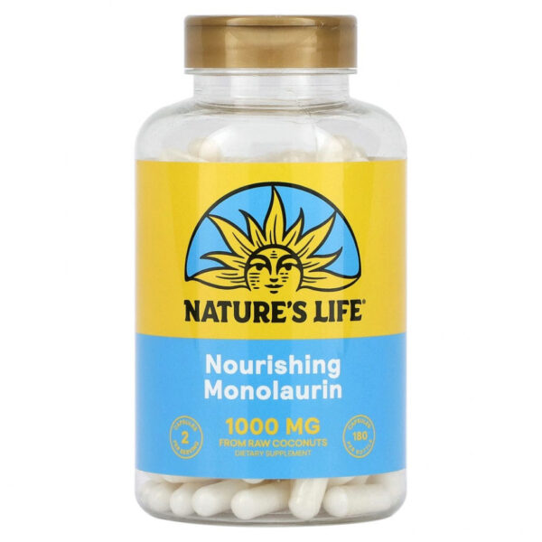 Nature's Life, монолаурин, 180 вегетарианских капсул