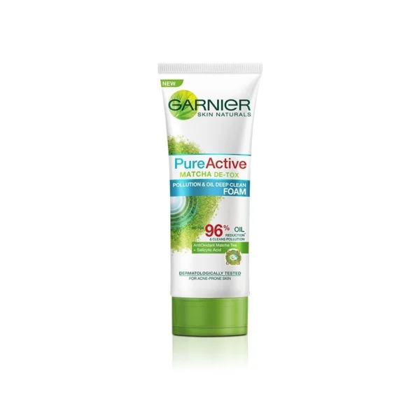 Garnier Pure Active Matcha De-Tox Pullution Oil Deep Clean Foam 100 Ml. Оригинал