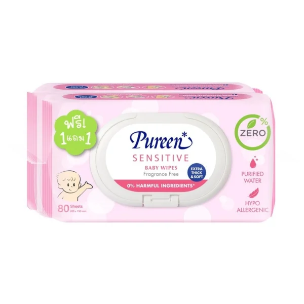 Pureen Baby Wipes Sensitive 80s Twin Pack Оригинал