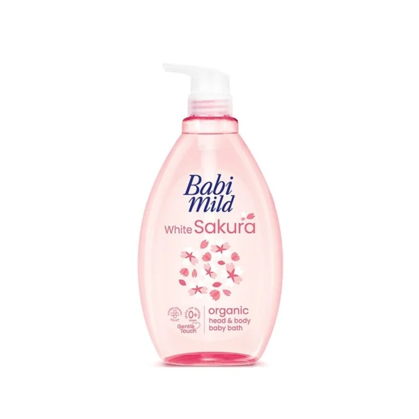 Babi Mild Organic Head Body Baby Bath White Sakura 800 Ml. อาบน้ำ สระผม เด็ก Оригинал