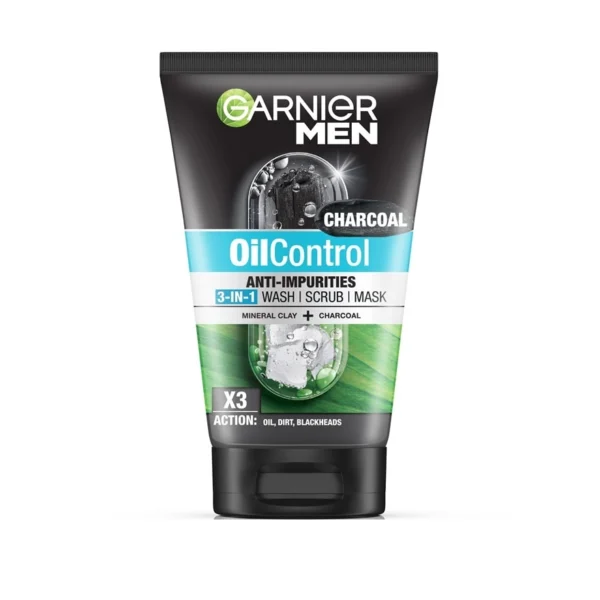 Garnier Men Scrub Mask Oil Control Anti-Impurities 3-In-1 Wash 100 Ml. Оригинал