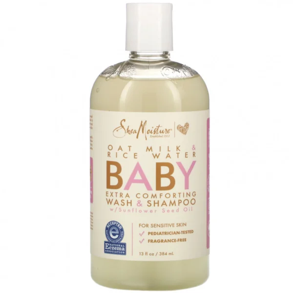 SheaMoisture, детский увлажняющий гель для тела и шампунь, овсяное молоко и рисовая вода, 384 мл (13 жидк. унций)