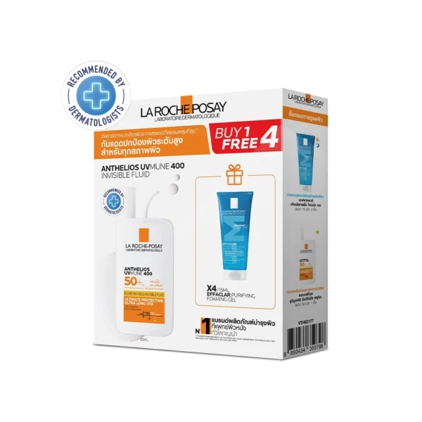 Laroche-Posay Set Anthelios Invisible Fluid 50 ml.+ Effaclar Gel 15ml.x4 Оригинал