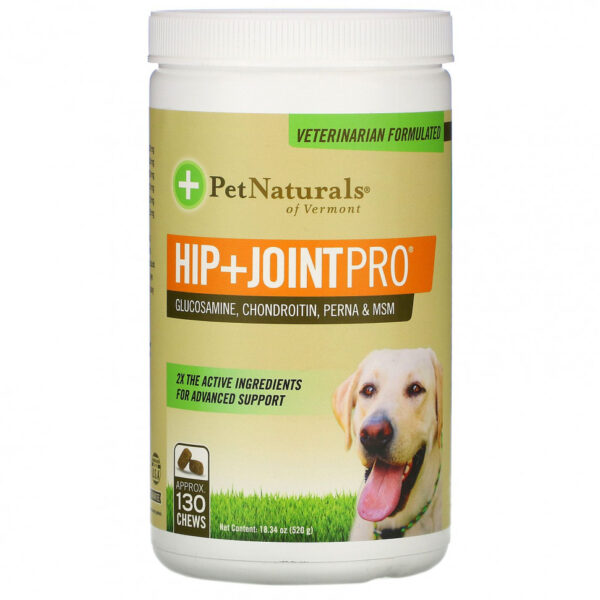 Pet Naturals of Vermont, Hip + Joint Pro, добавка для собак, 130 жевательных таблеток, 520 г (18,34 унции)