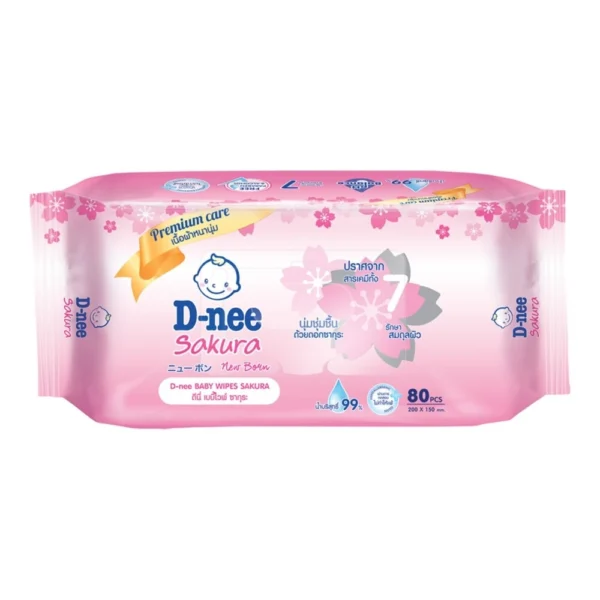 D-Nee Baby Wipes Sakura Pink 80 Pcs. Оригинал