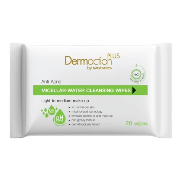Dermaction Plus by Watsons Anti-Acne Micellar Water Cleansing Wipes 20 sheets. Оригинал