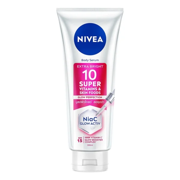 Nivea BodySerum Extra Bright 10Super Vitamins Skin Foods Glow Perfection SPF15 300Ml. Оригинал