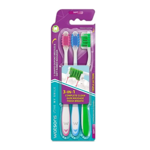 Watsons Triple Action Toothbrush (Soft) 3s. Оригинал