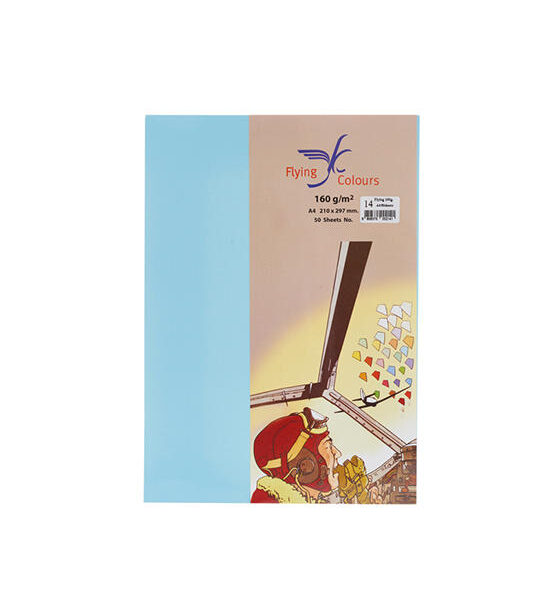 Flying 14 Colour Card Paper A4 160gsm. Blue (50/Pack) Оригинал