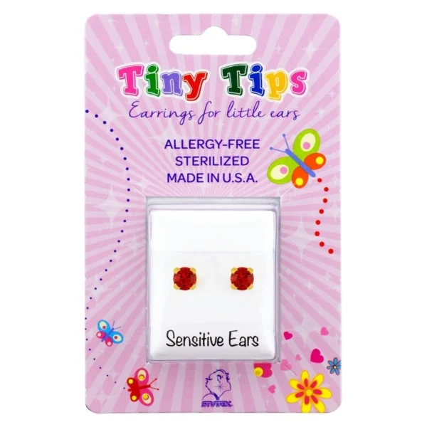 Studex Tiny Tips Earrings For Sensitive Ear Gold Plated 3mm Jul Ruby Оригинал