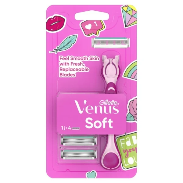 Gillette Venus soft Razor 1'S+Blades 4'S มีดโกน กำจัดขน Оригинал