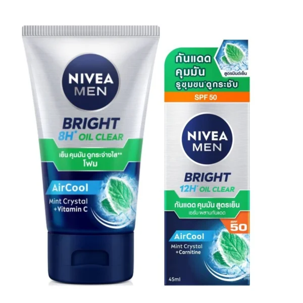 Nivea Men Bright Oil Clear Face Foam  100 G.+Nivea Men Bright Oil Clear Face Serum SP Оригинал