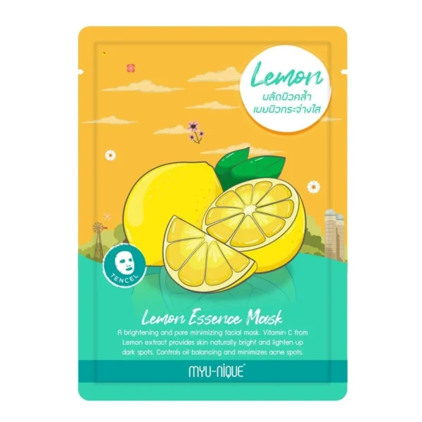 Myu-Nique Lemon Essence Mask 1'S มาสก์หน้า ผลัดผิวคล้ำ ผิวกระจ่างใส Оригинал