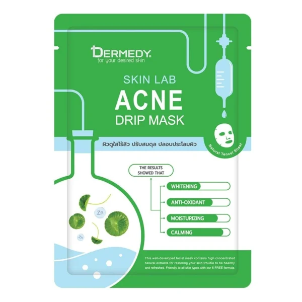 Dermedy Skin Lab Acne Drip Mask 1'S มาสก์หน้า ลดสิว ปรับสมดุลผิว ปลอบประโลมผิว Оригинал