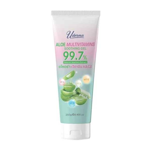 Uderma Aloe Multivitamins Soothing Gel 250 G. เจลอโลเวร่า บำรุง ผิวกระจ่างใส ผิวชุ่มช Оригинал