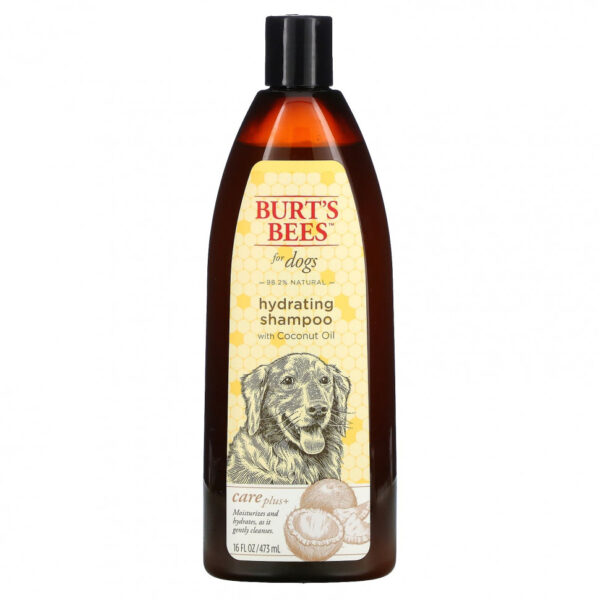 Burt's Bees, Care Plus +, увлажняющий шампунь для собак с кокосовым маслом, 473 мл (16 жидк. Унций)