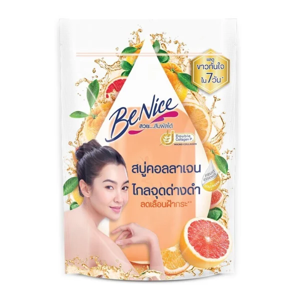 Benice Soap Bar Fruit Collagen Grapefruit Oragne 120 G. สบู่คอลลาเจน สบู่ก้อน Оригинал