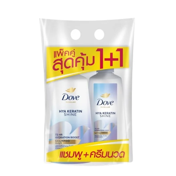 Dove Micellar Shampoo + Conditioner Hya Keratin Shine 350 Ml.Twin Pack Оригинал