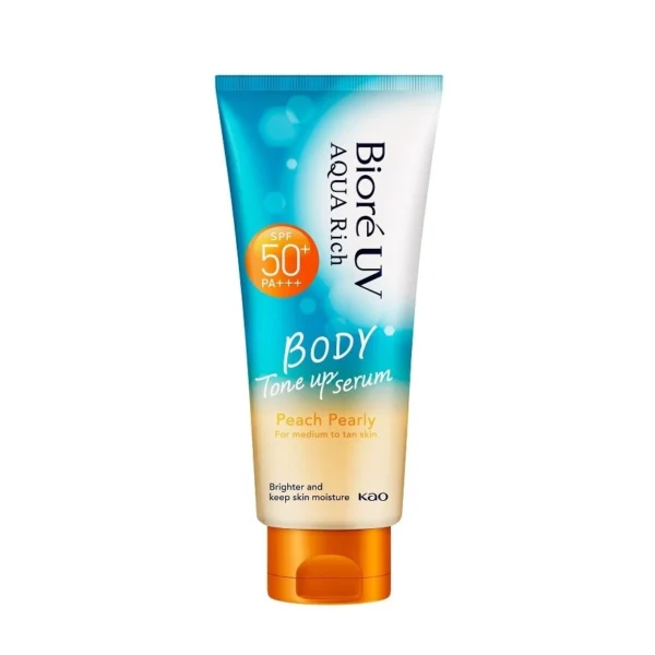 Biore UV Aqua Rich Body Tone Up Serum Peach Pearly SPF50+ PA+++ 130 Ml. Оригинал